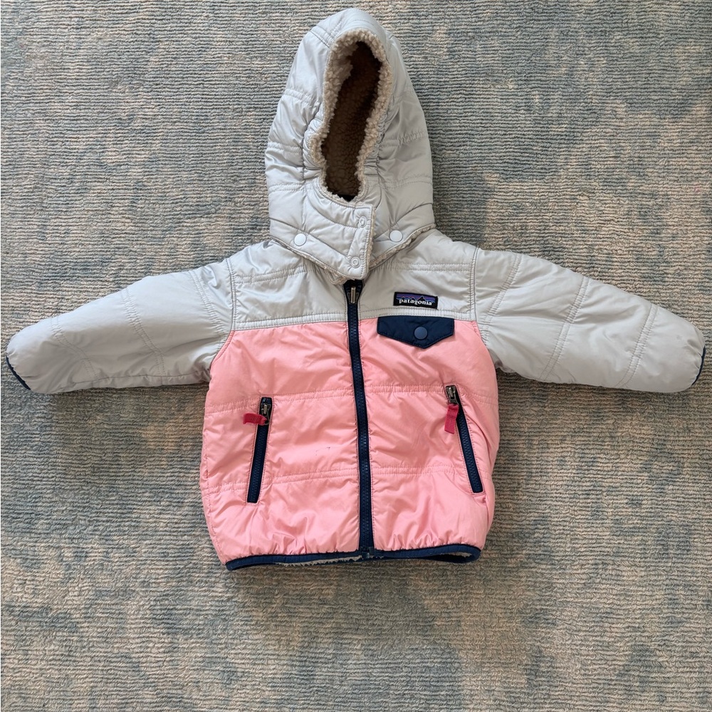 Patagonia pink and gray 12-18 month jacket